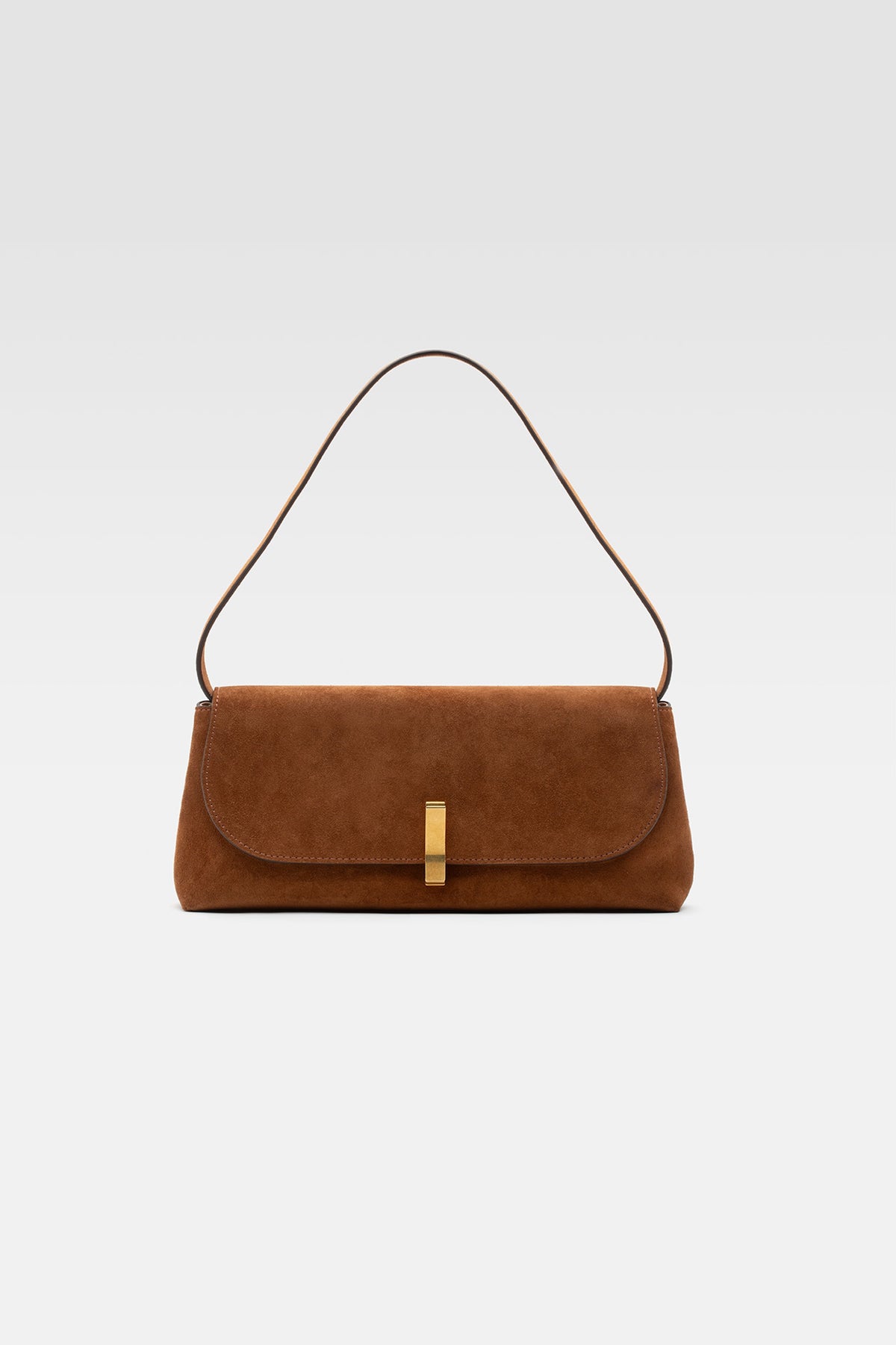 Shoulder bag in suede color siena