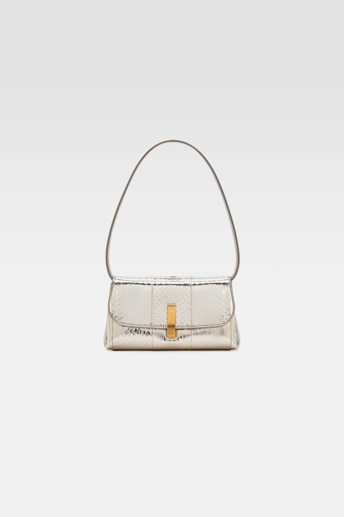 Mini shoulder bag in simil snake leather in taupe color. 